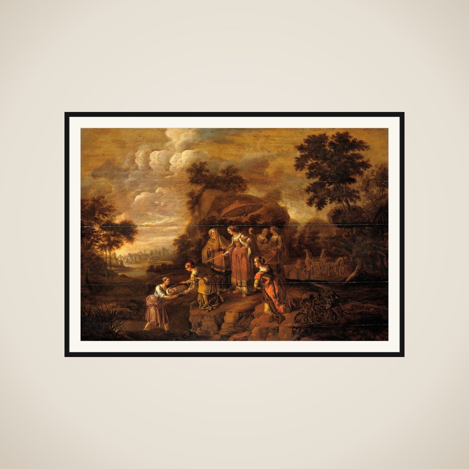 Pharaoh's Daughter Discovers Moses in the Rush Basket framed