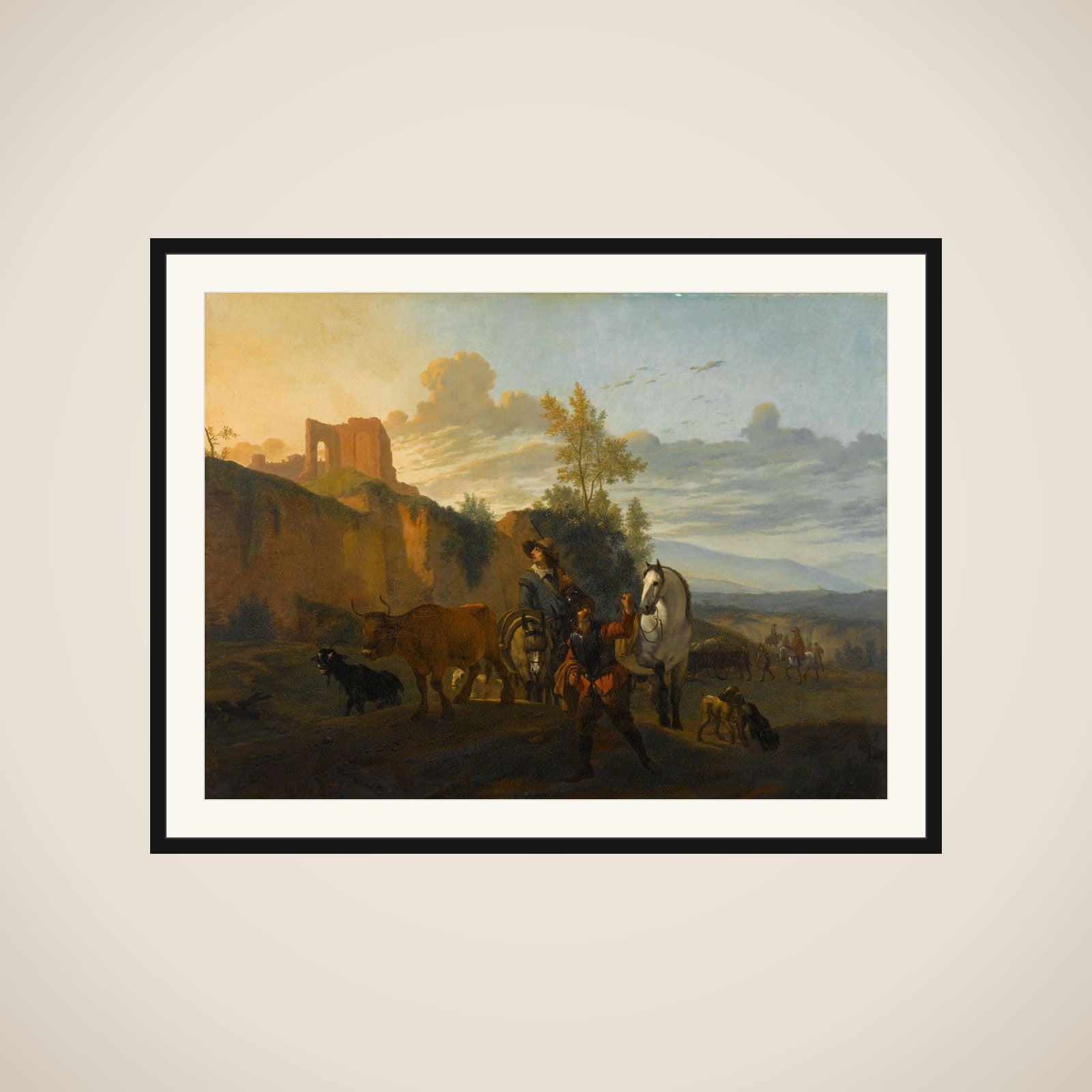 Italian Landscape with Soldiers framed