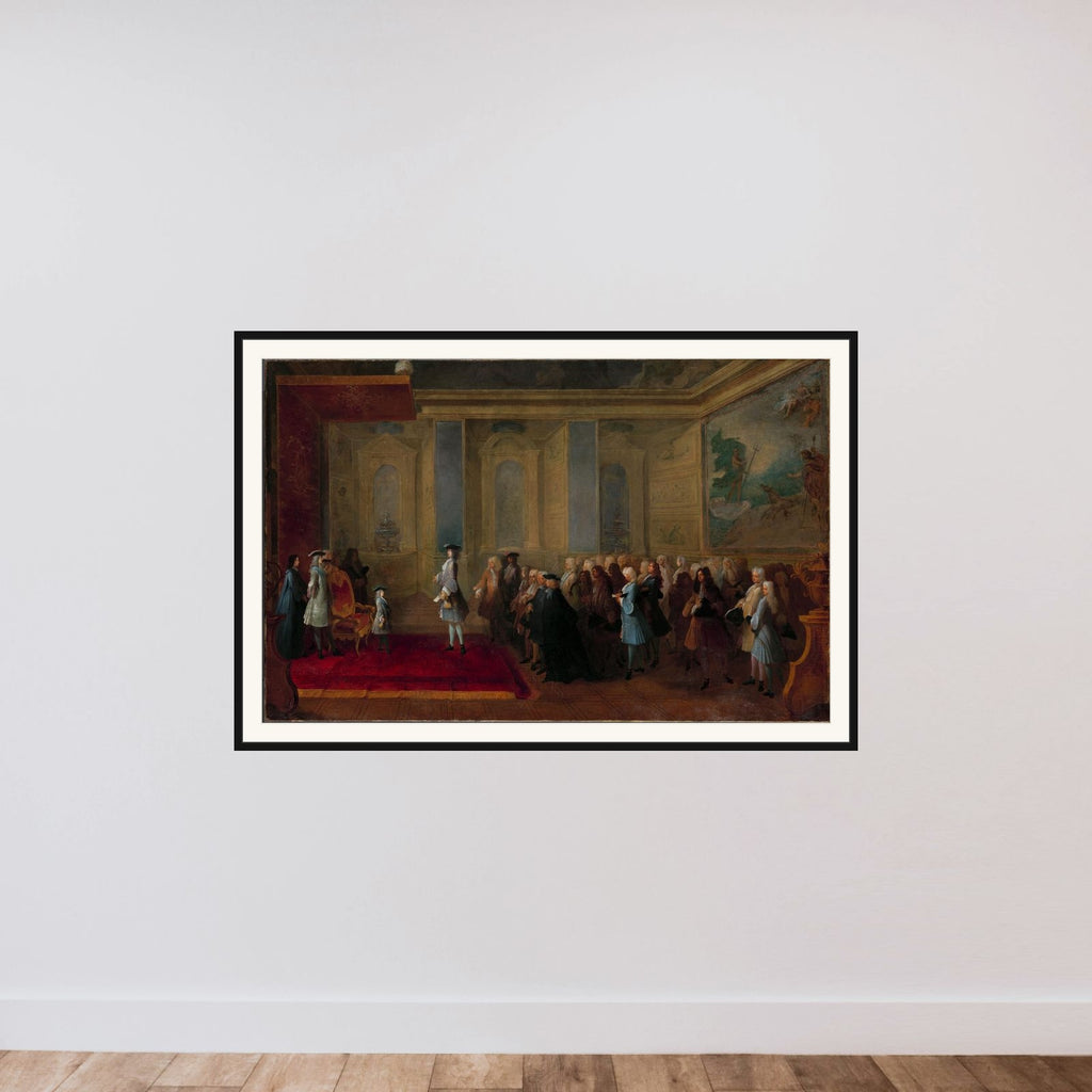 The Reception of Cornelis Hop (1685-1762) as Legate of the States-General at the Court of Louis XV, 24 July 1719 framed — shown to scale