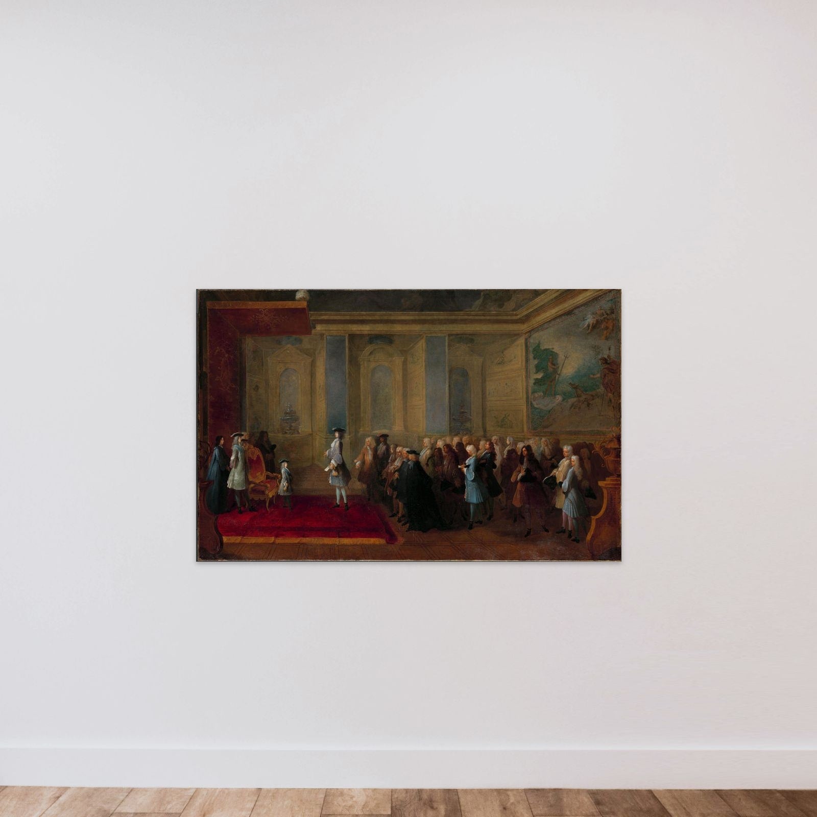 The Reception of Cornelis Hop (1685-1762) as Legate of the States-General at the Court of Louis XV, 24 July 1719 unframed — shown to scale