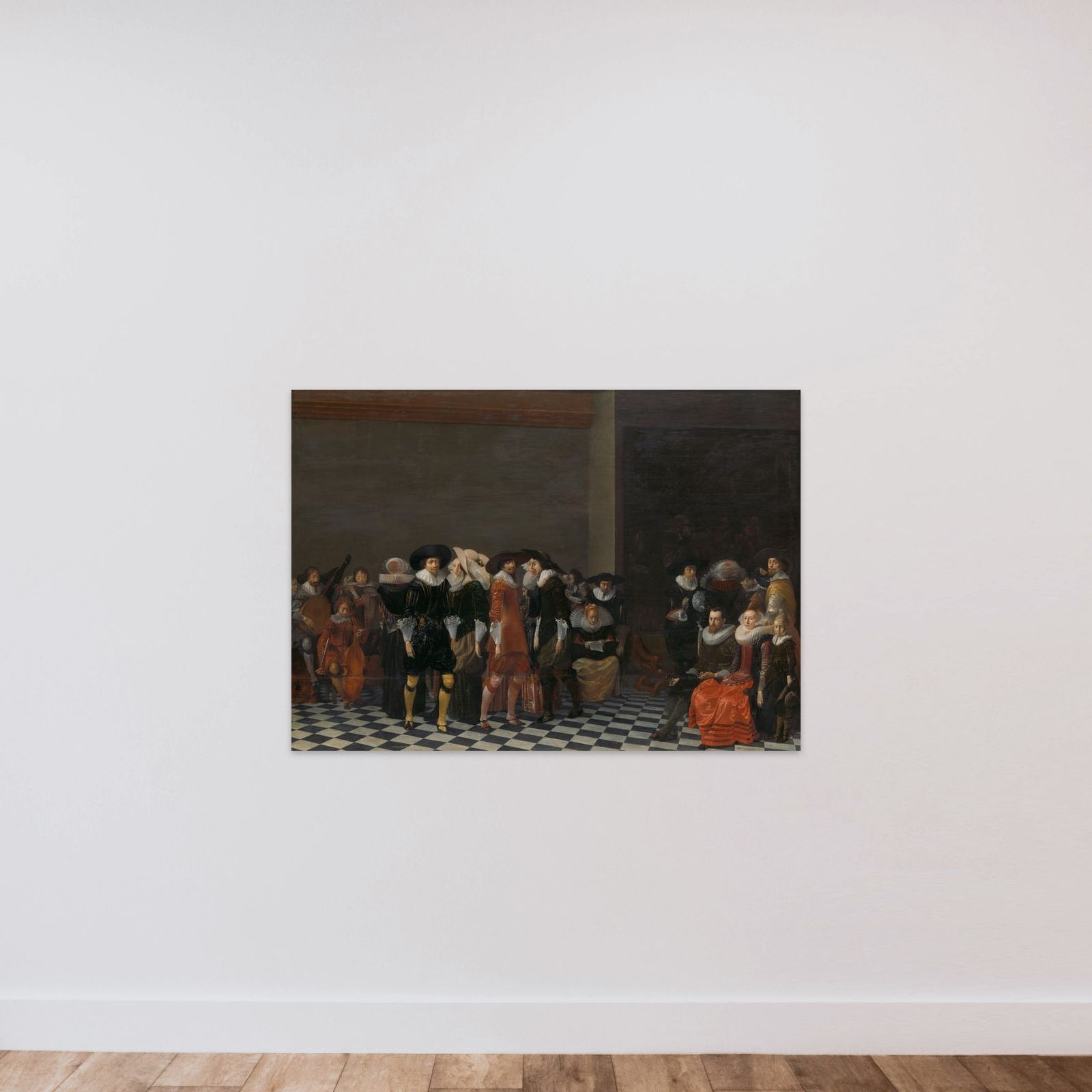 A Wedding Feast, Traditionally Called 'The Wedding of Adriaen Ploos van Amstel and Agnes van Bijler', 1616 unframed — shown to scale