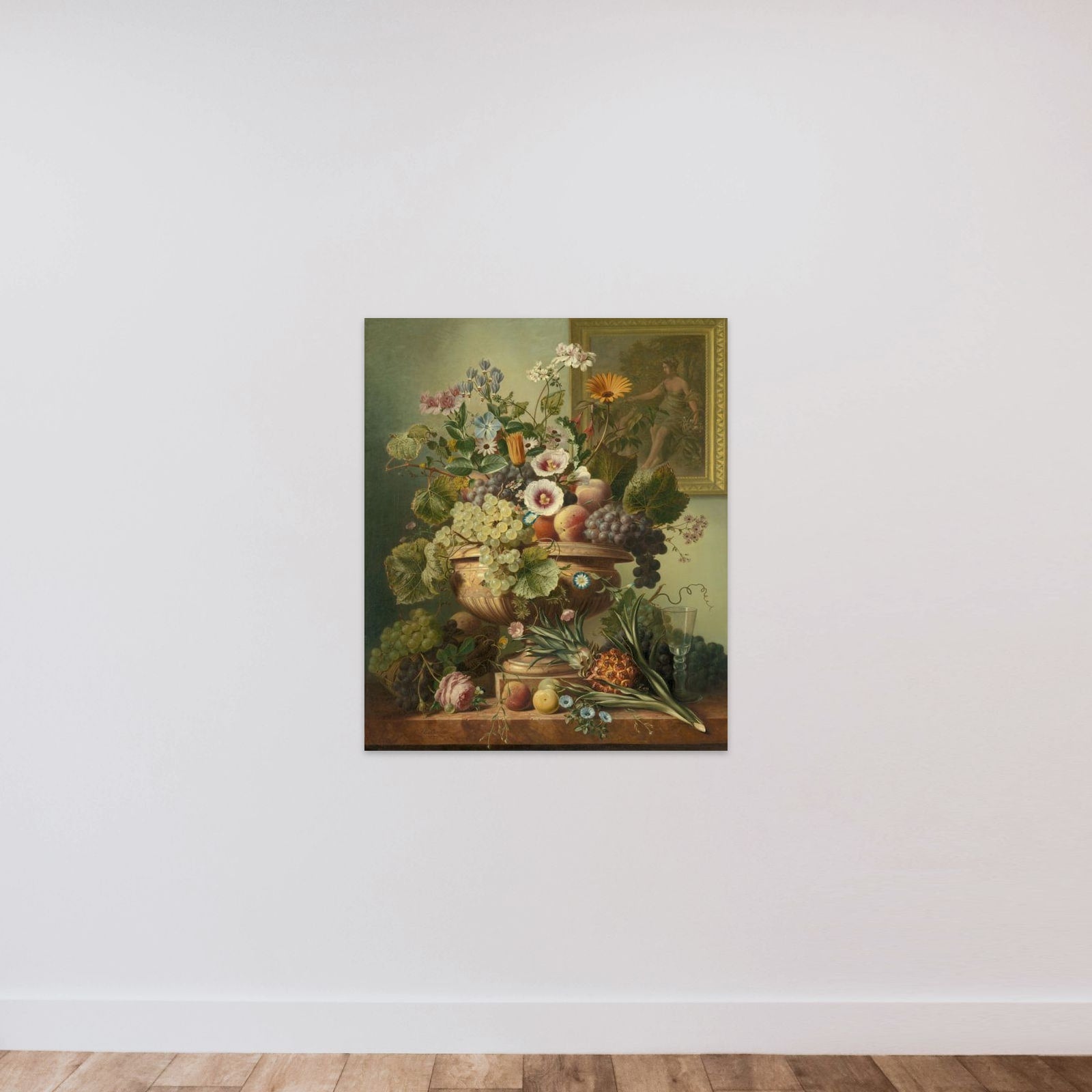 Still Life with Flowers and Fruit unframed — shown to scale