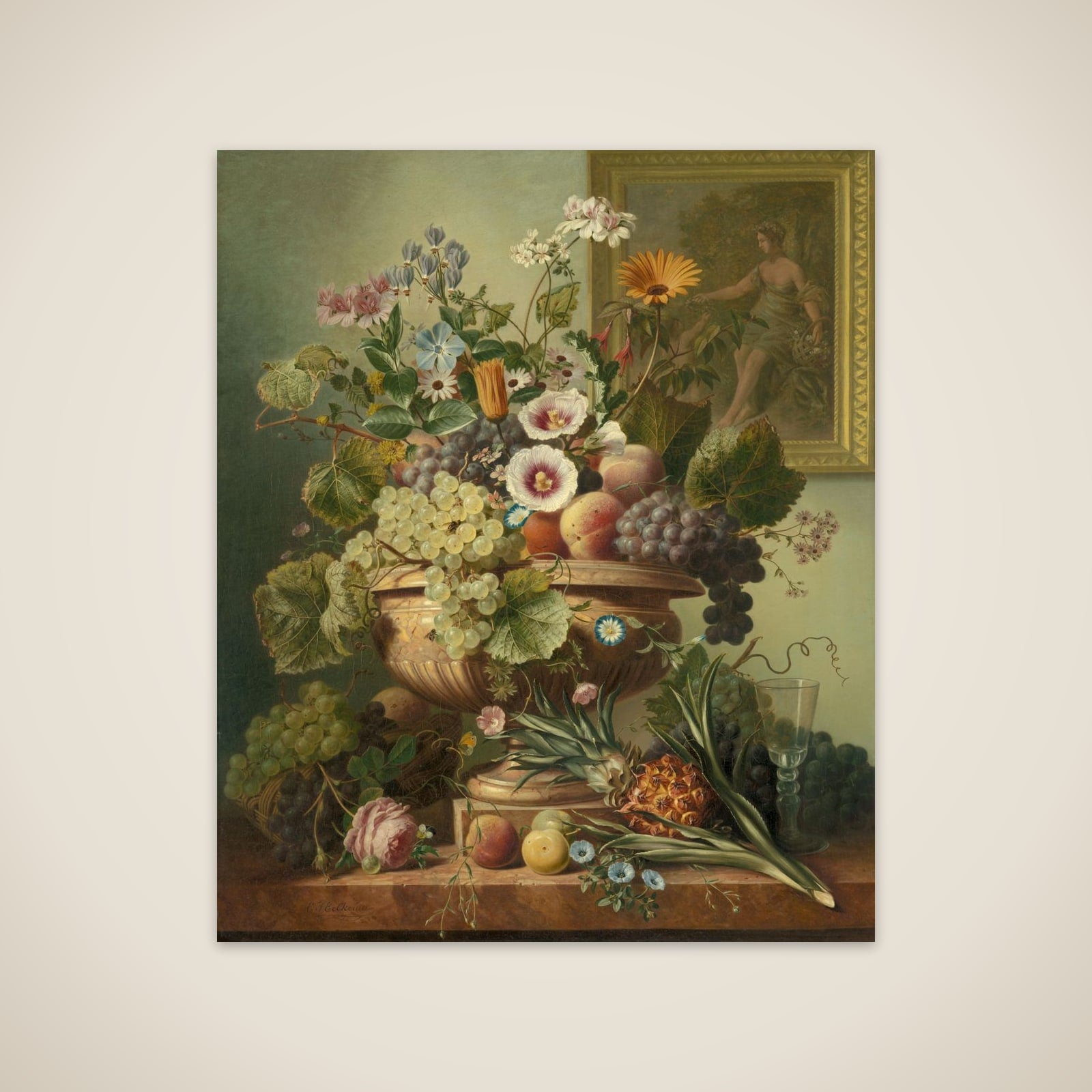 Still Life with Flowers and Fruit unframed print