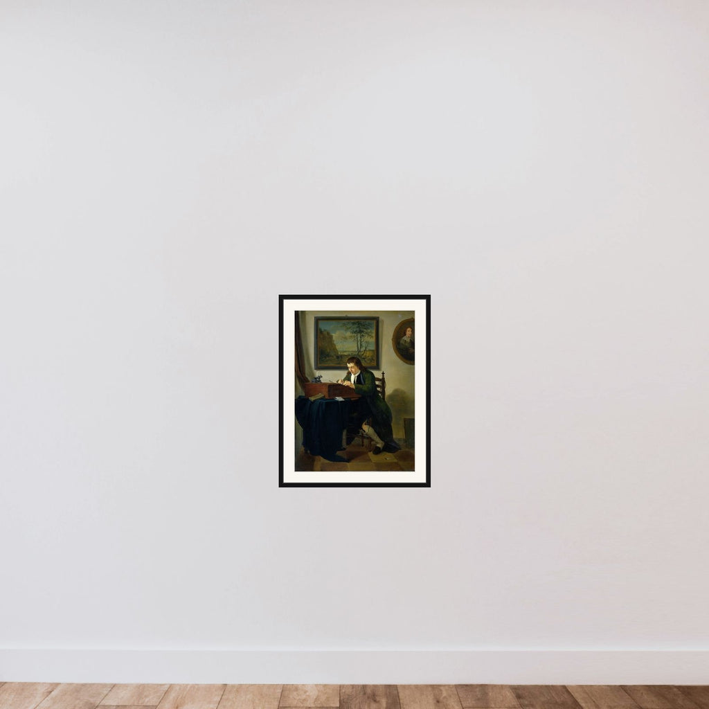 A Man Writing at his Desk framed — shown to scale