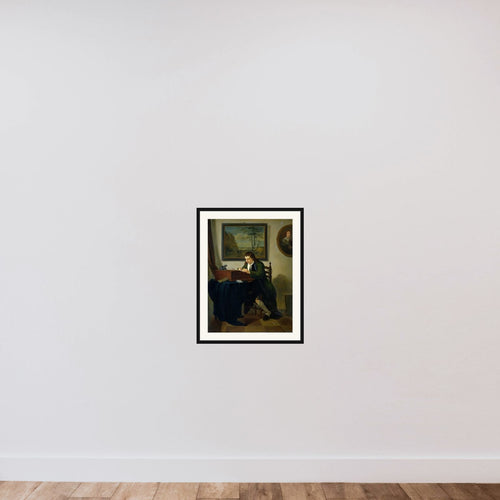 A Man Writing at his Desk framed — shown to scale