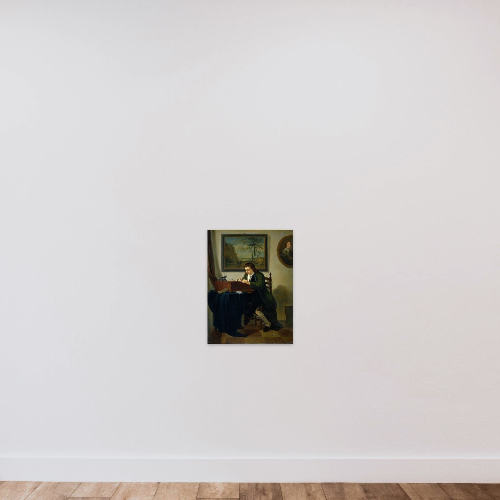 A Man Writing at his Desk unframed — shown to scale