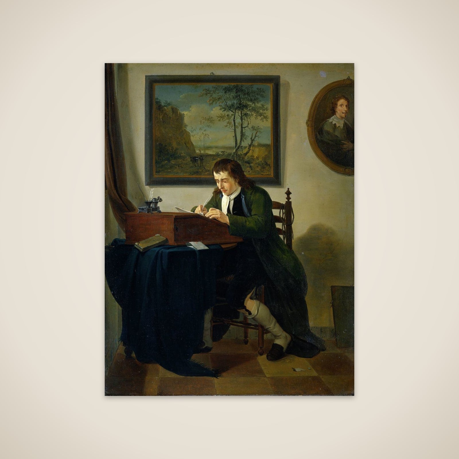 A Man Writing at his Desk unframed print