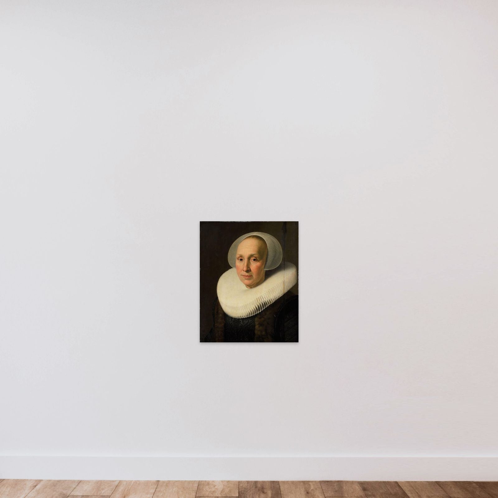 Portrait of a Woman, possibly Margriet Benningh (1565-1641), Second Wife of Pieter Dircksz Hasselaer unframed — shown to scale