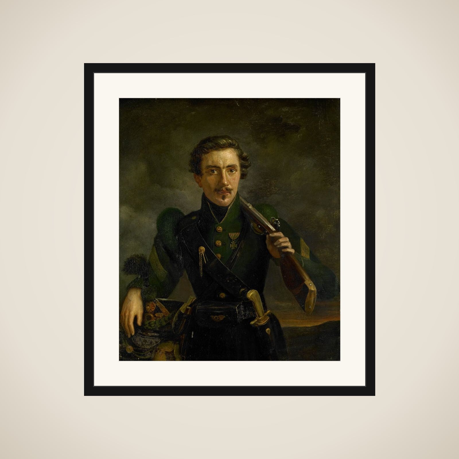 Self Portrait in the Uniform of the Rifles framed