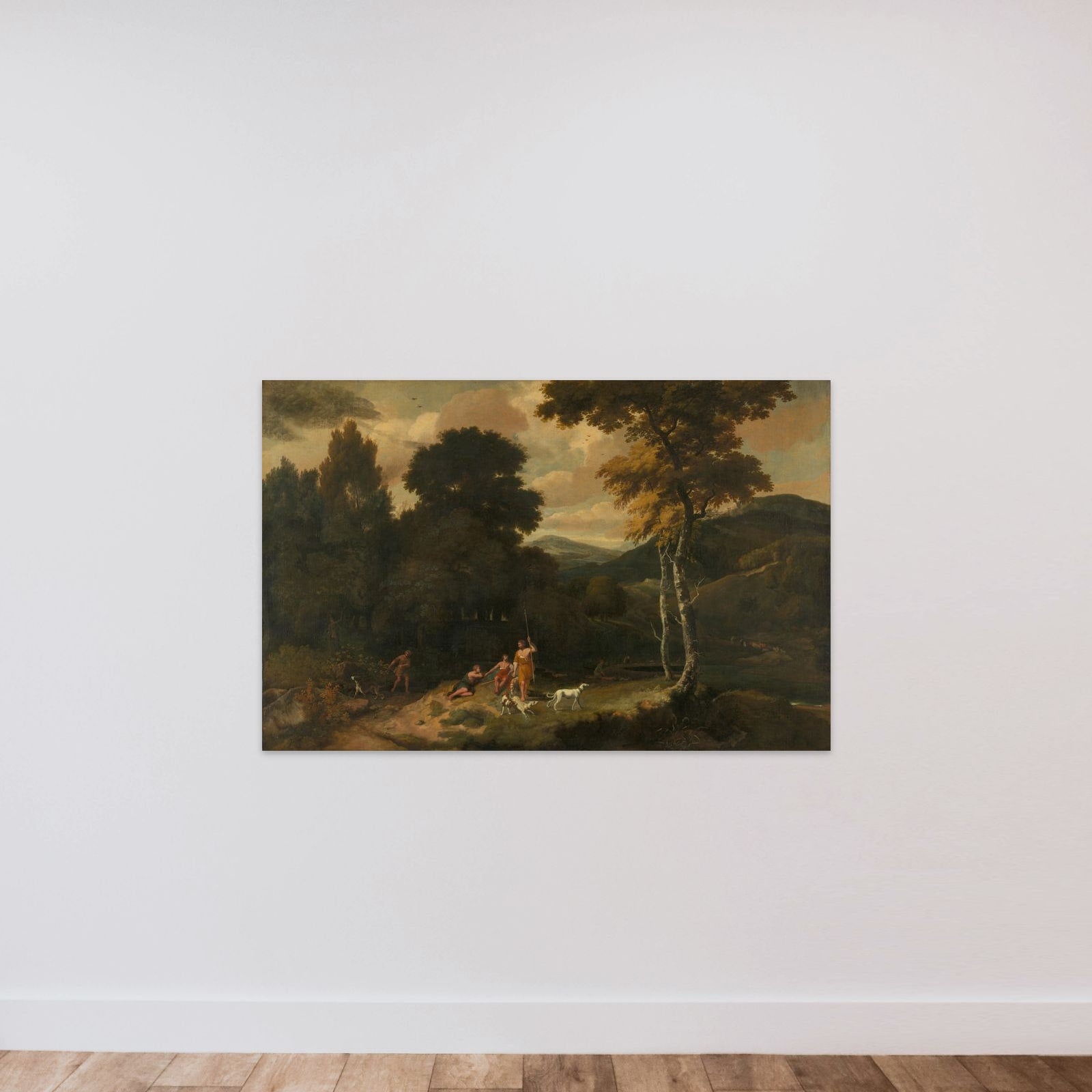 Landscape with Hunters unframed — shown to scale
