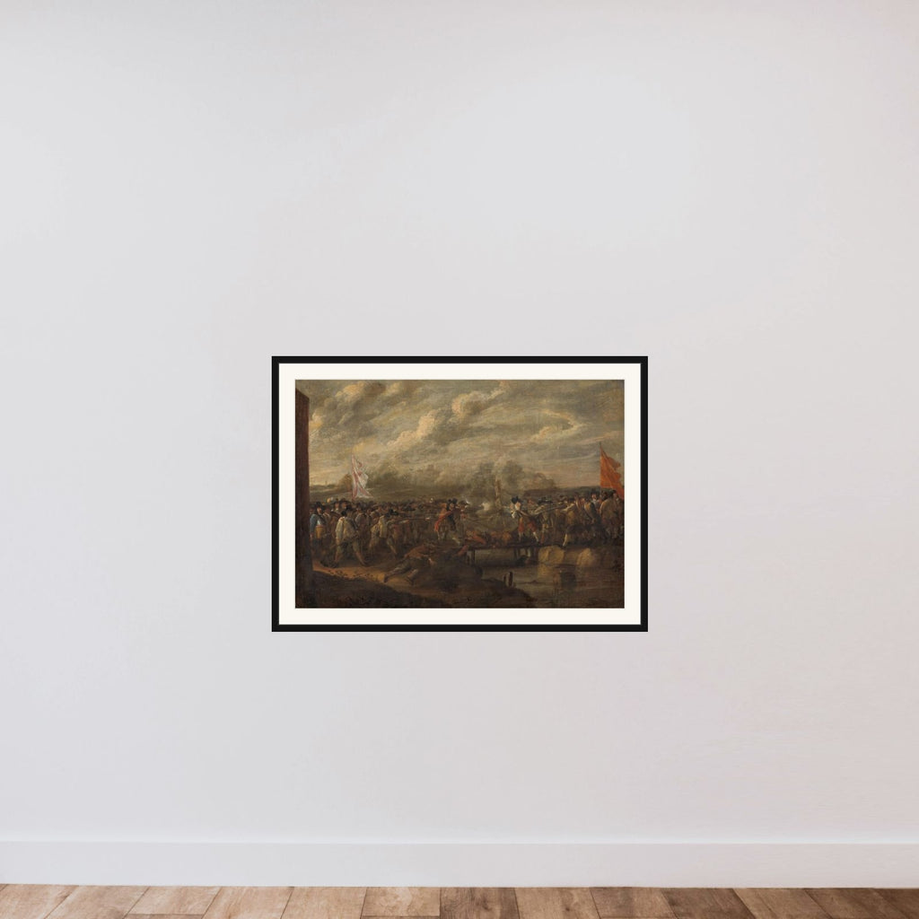 Infantry Skirmish in the Eighty Years War framed — shown to scale