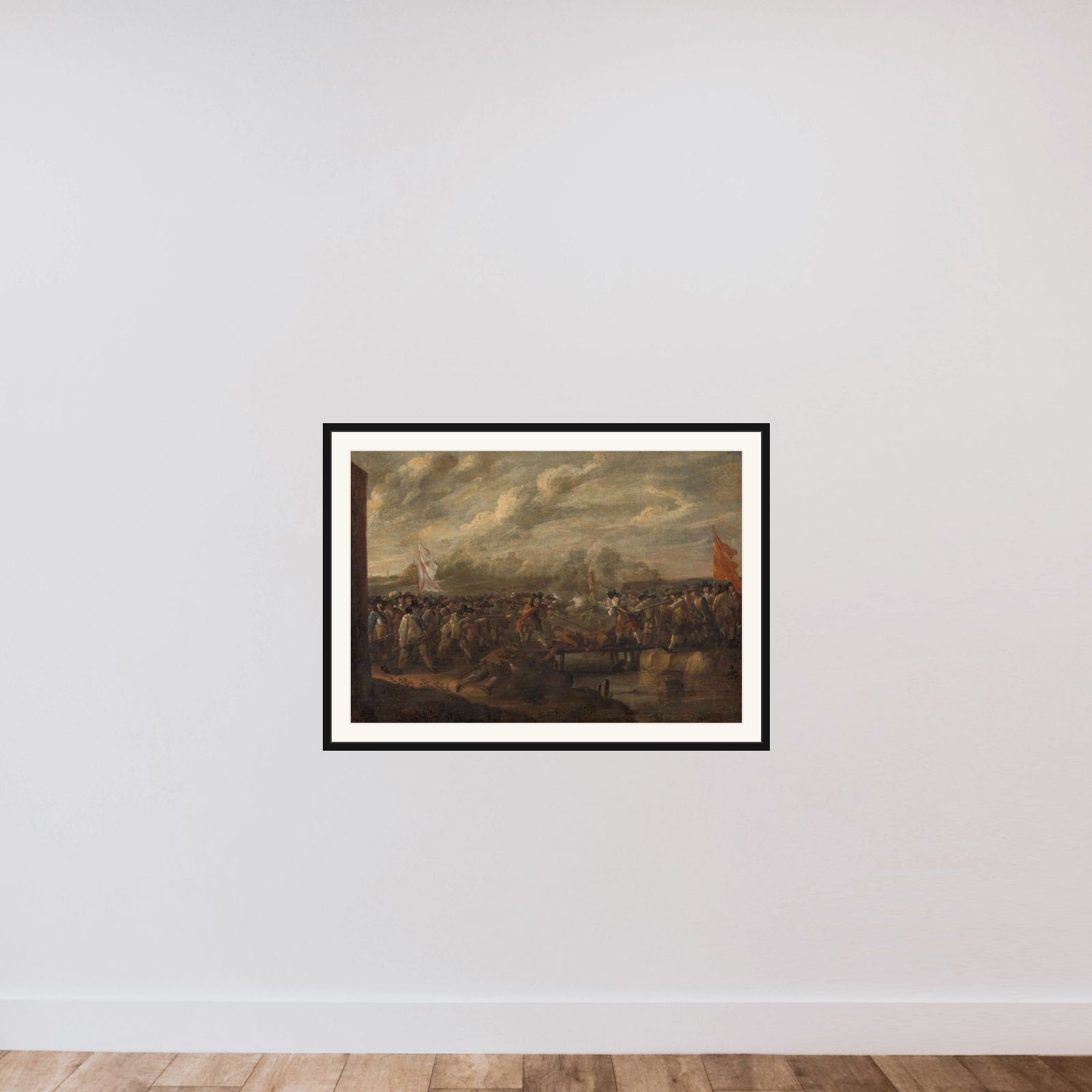 Infantry Skirmish in the Eighty Years War framed — shown to scale