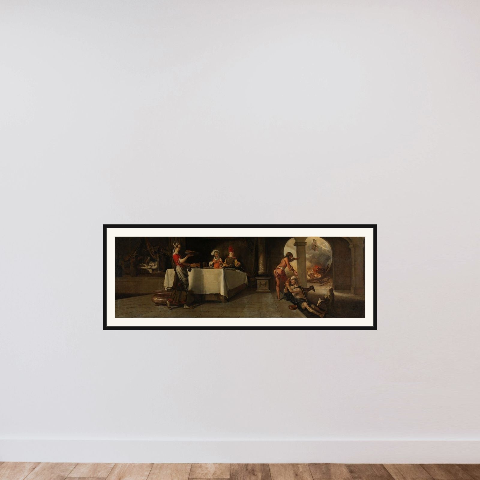 Lazarus and the Rich Man framed — shown to scale