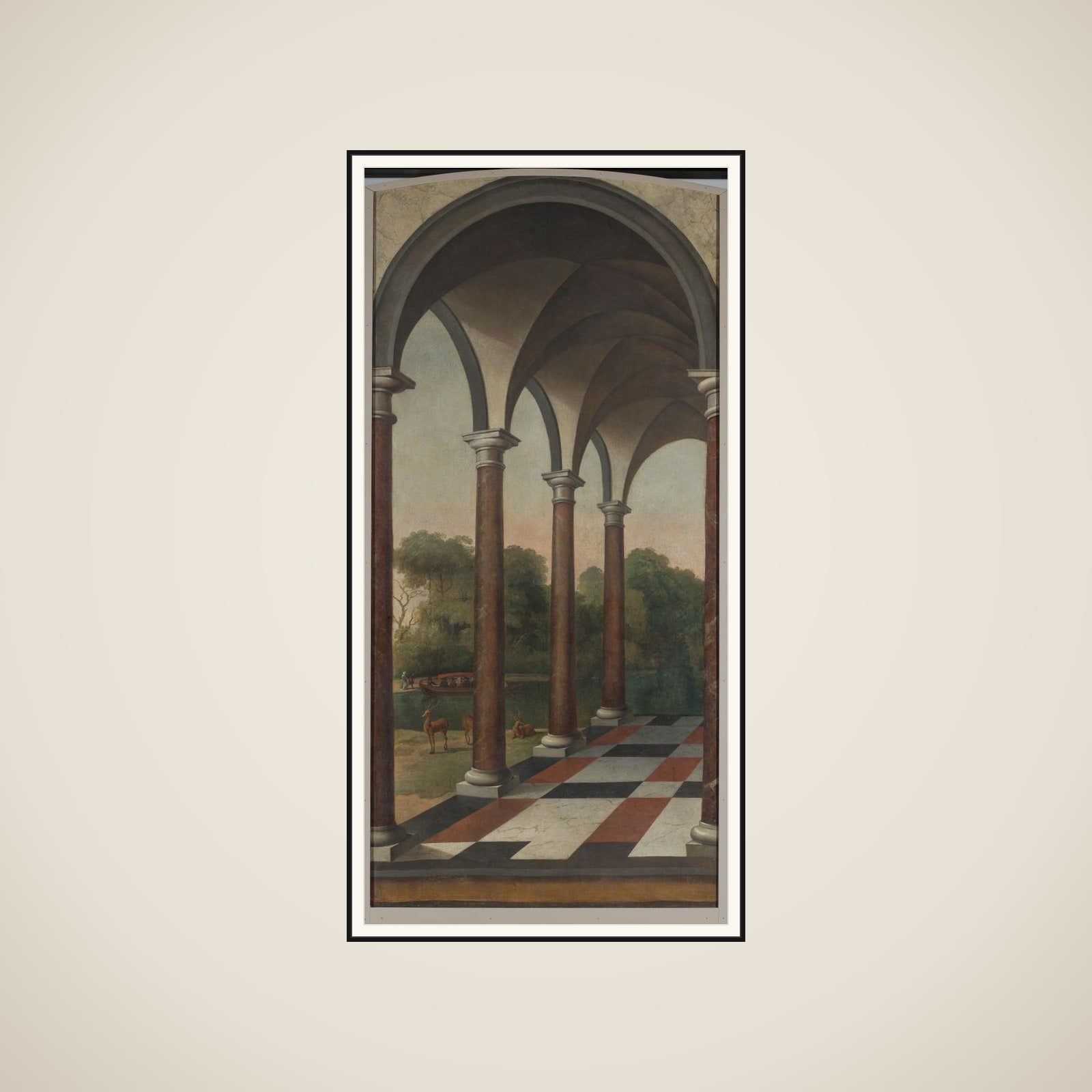 Colonnade giving onto a Park framed