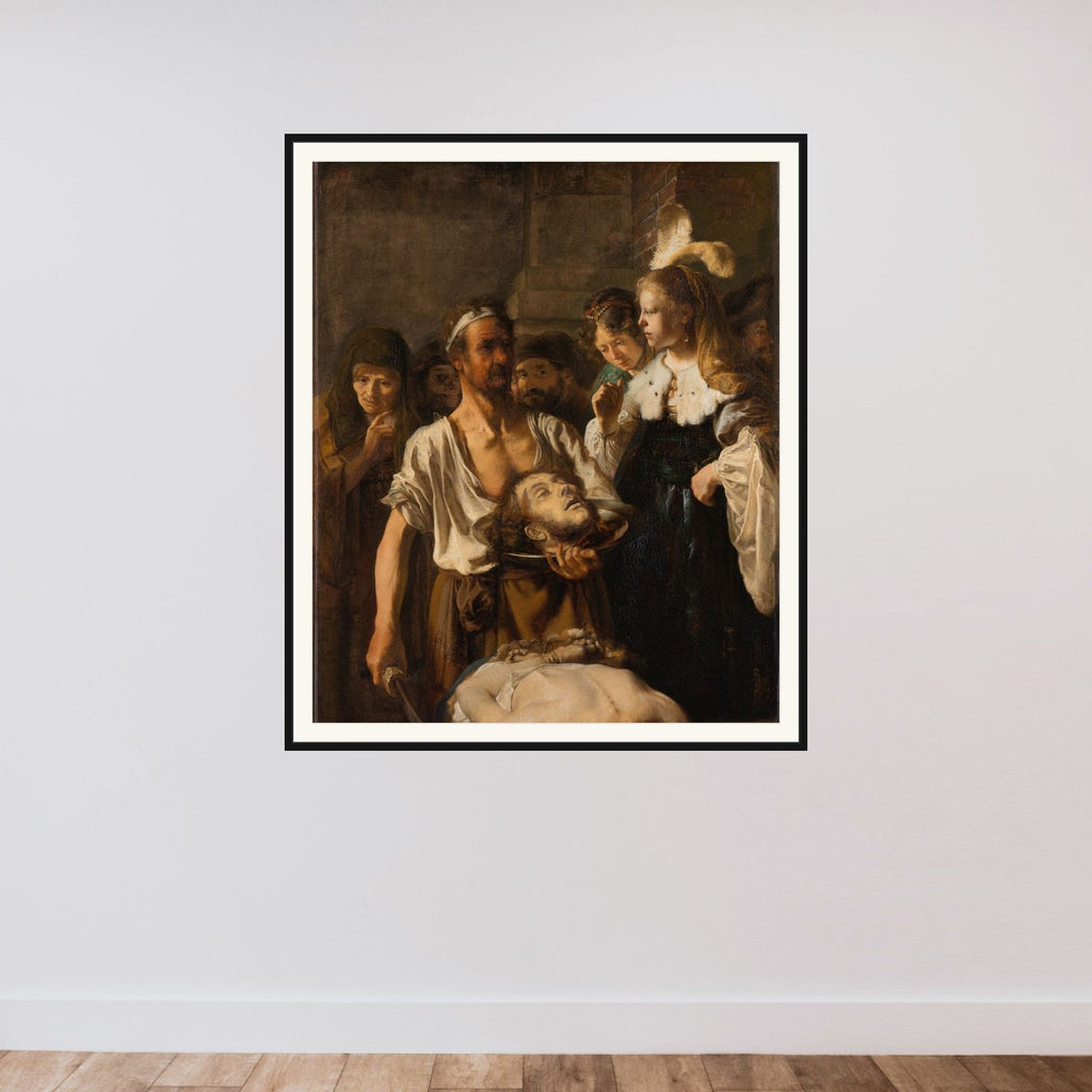 The Beheading of John the Baptist framed — shown to scale
