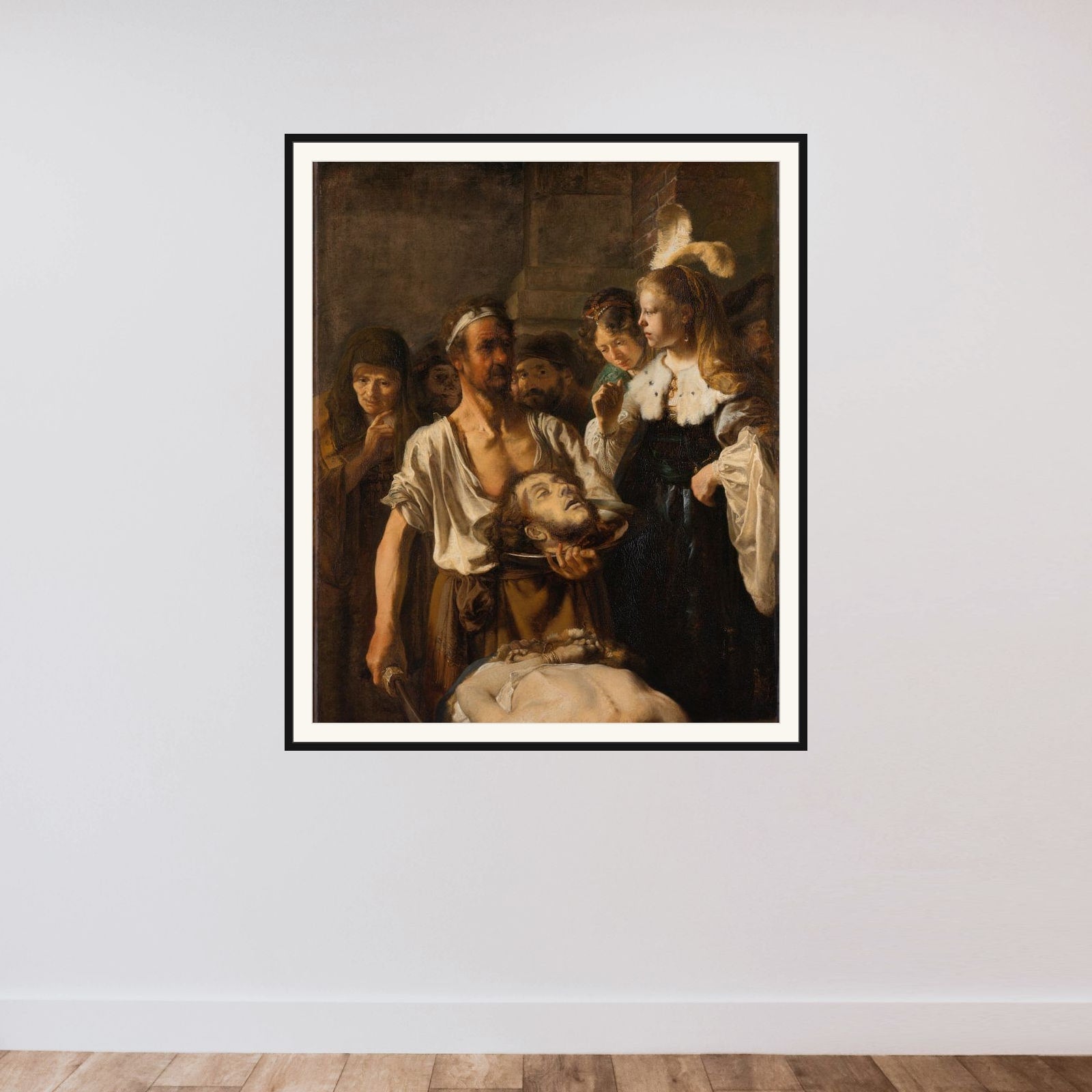The Beheading of John the Baptist framed — shown to scale