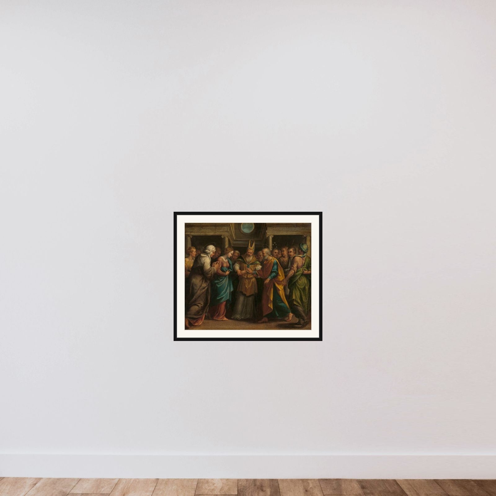 Marriage of Mary and Joseph framed — shown to scale