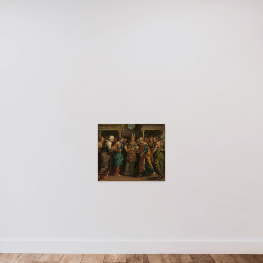 Marriage of Mary and Joseph unframed — shown to scale