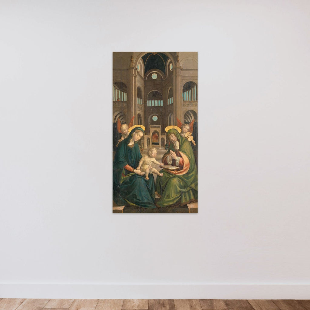 The Madonna and Child with St Anne unframed — shown to scale