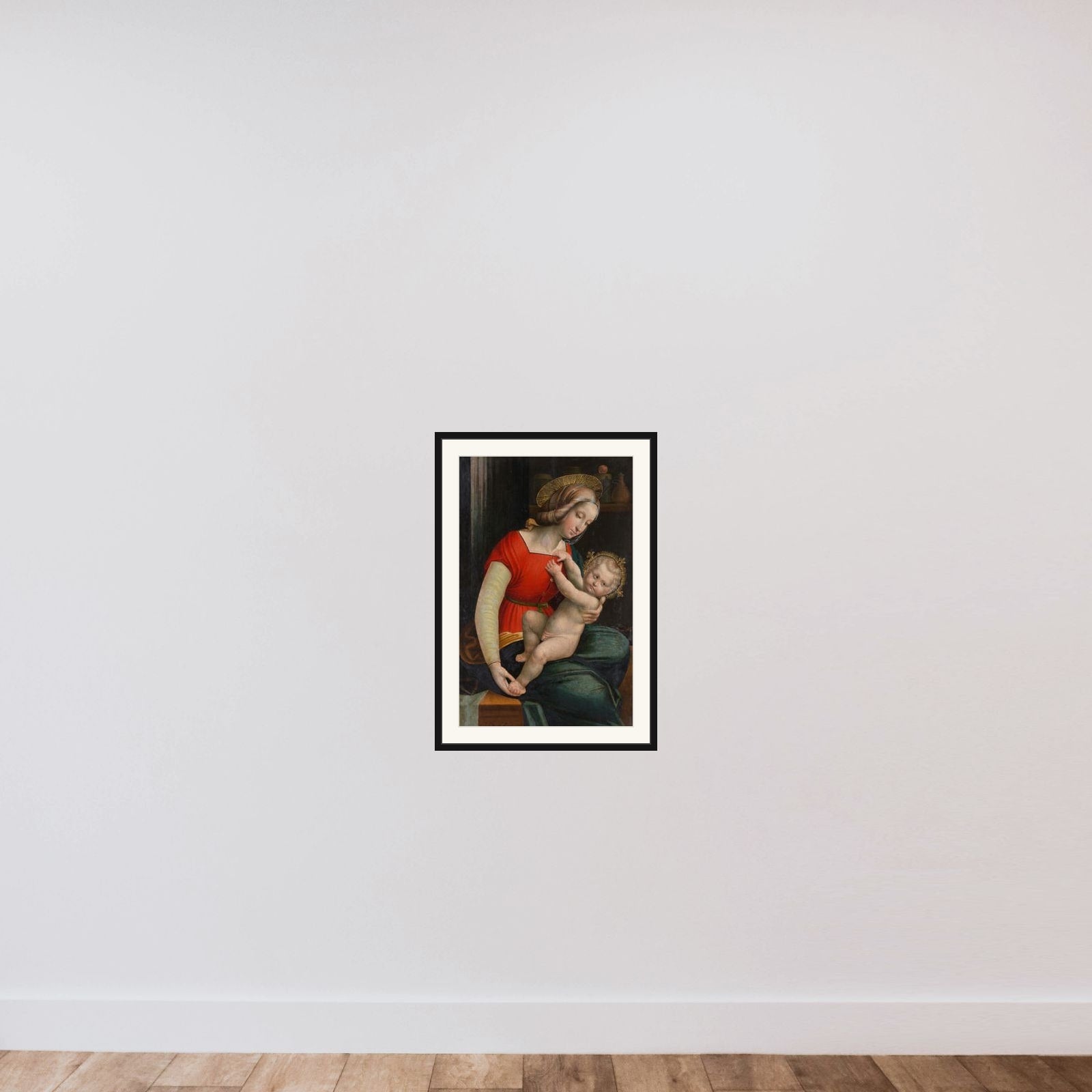 Madonna and Child framed — shown to scale