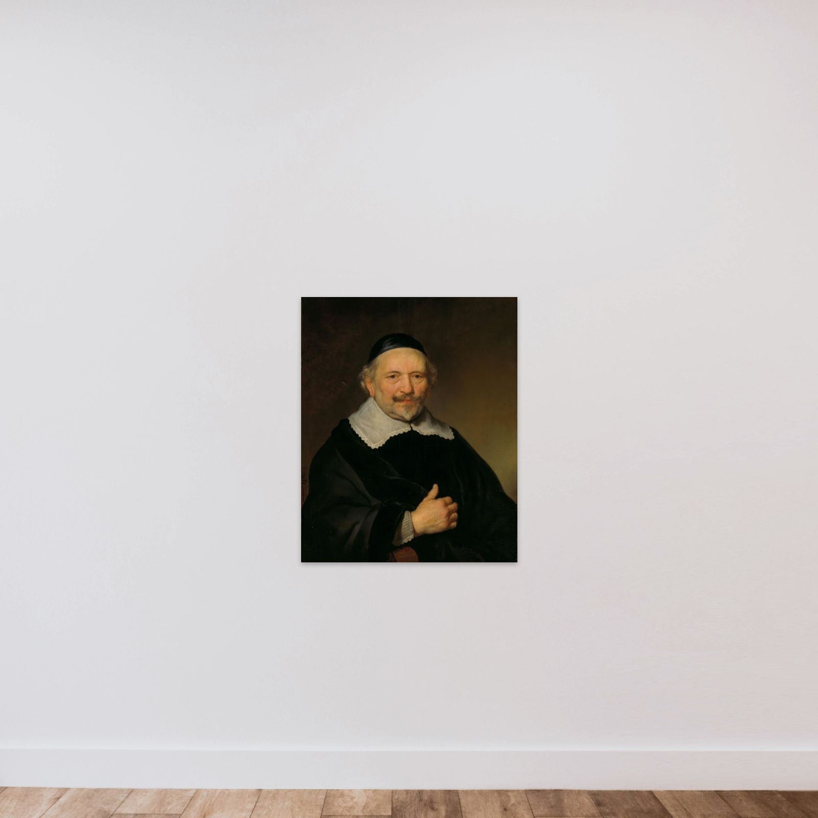 Portrait of a Man, thought to be Johannes Uyttenbogaert (1608-80), Receiver-General of the Amsterdam District unframed — shown to scale