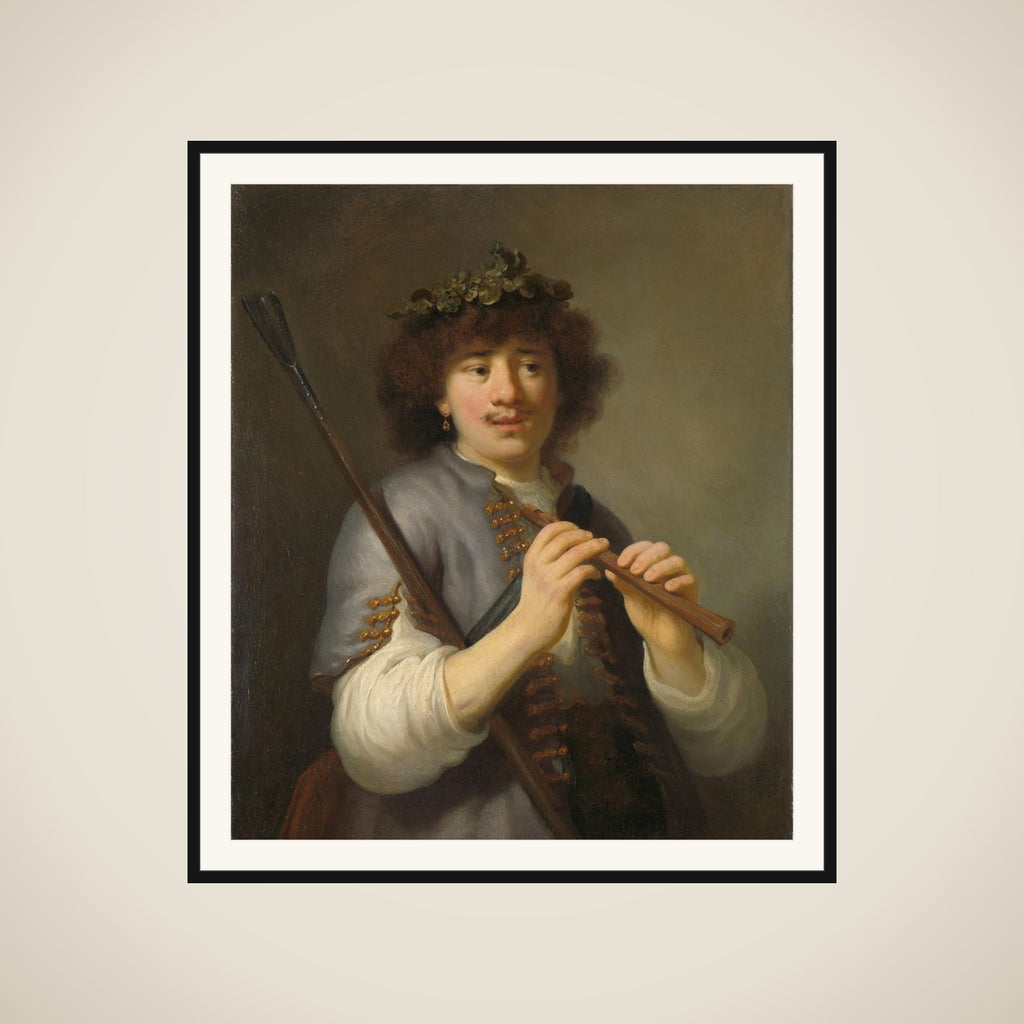 Rembrandt as a Shepherd with a Staff and Flute framed