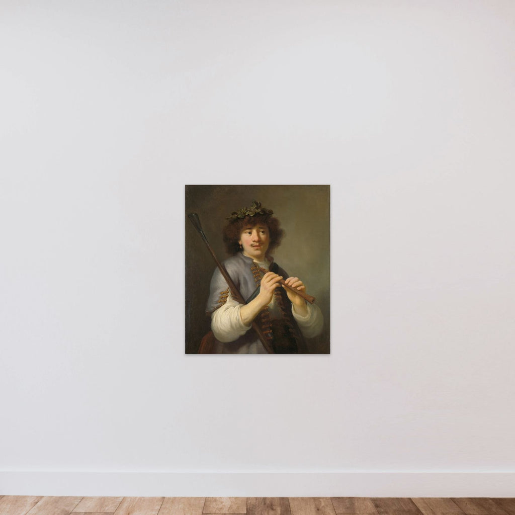 Rembrandt as a Shepherd with a Staff and Flute unframed — shown to scale