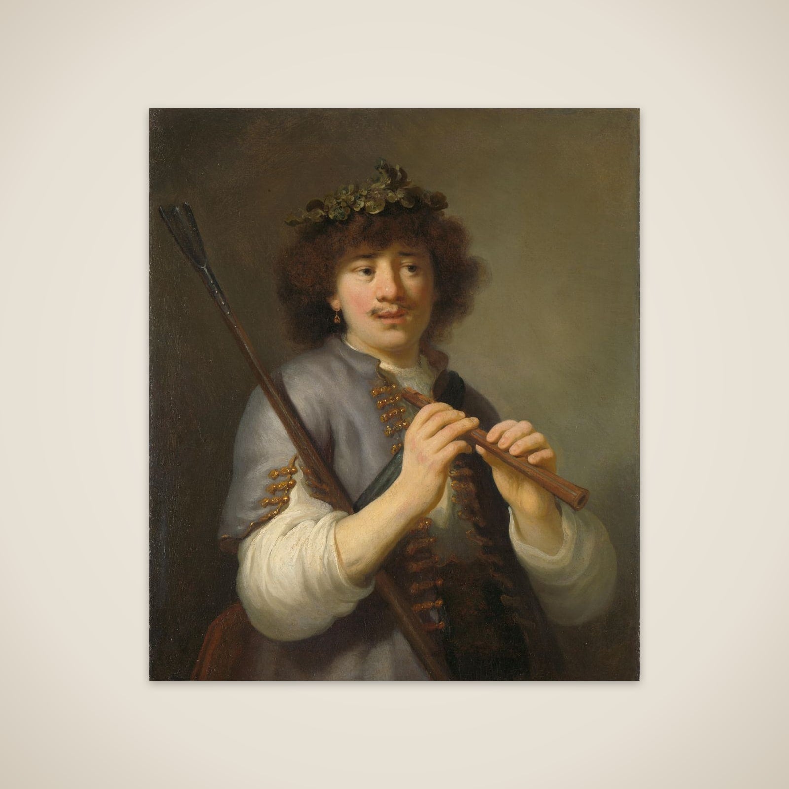 Rembrandt as a Shepherd with a Staff and Flute unframed print