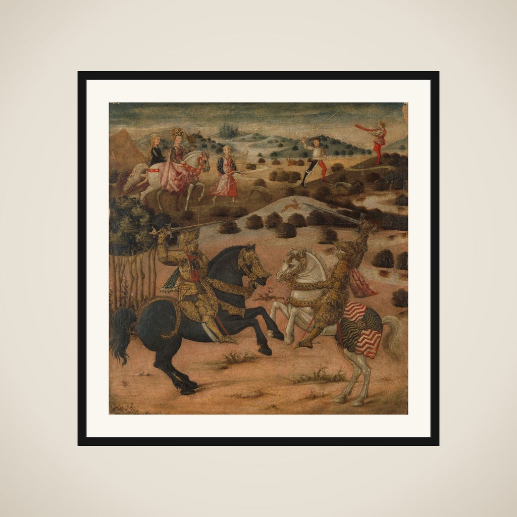Legend of a Knight (end panel of a cassone) framed