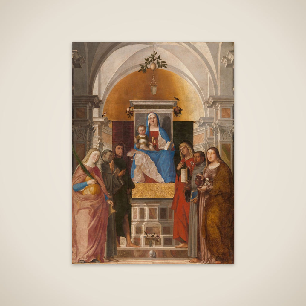 Madonna and Child with Sts Catherine, Francis of Assisi, John the Baptist, John the Evangelist, Antony of Padua and Mary Magdalene unframed print