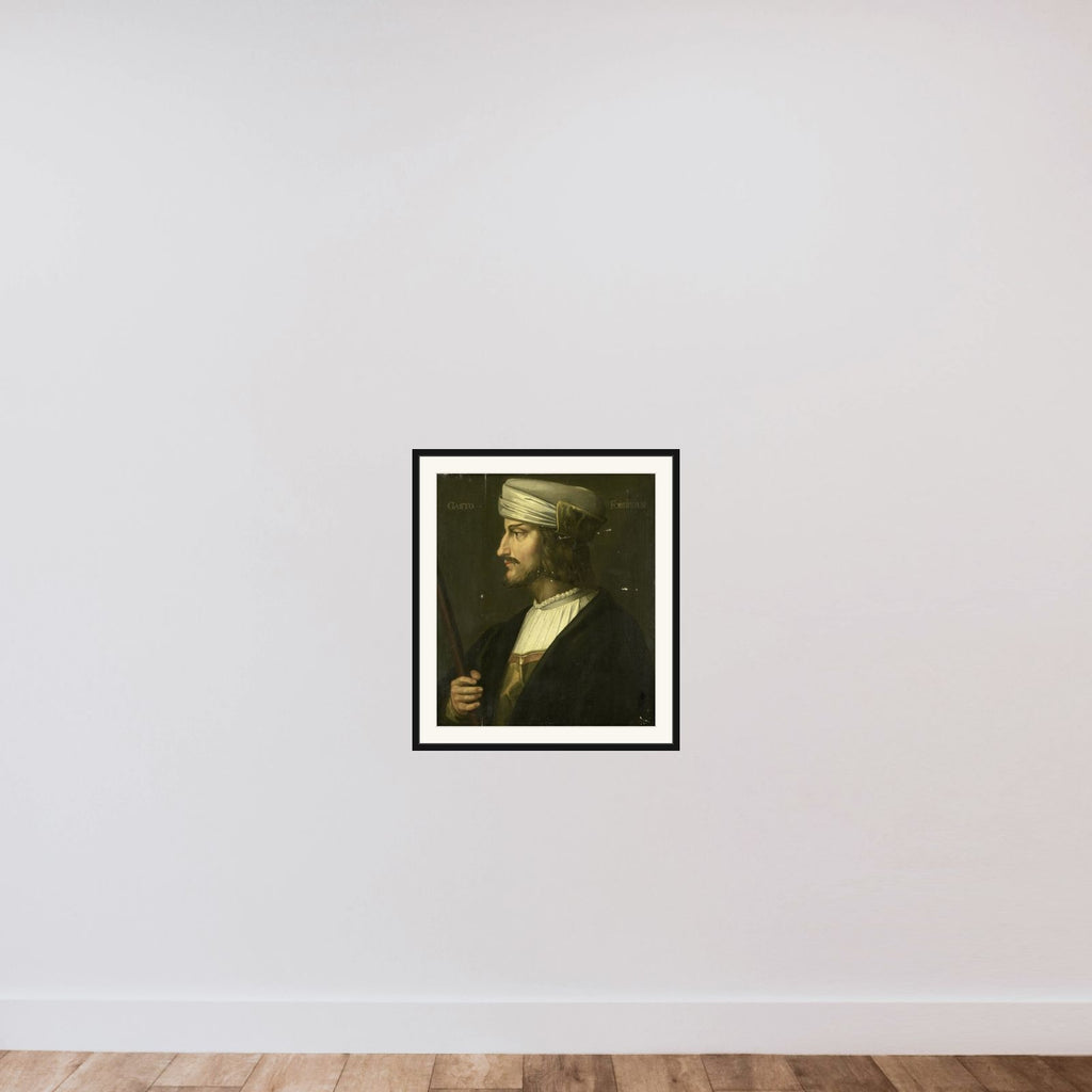 Portrait of Gaston de Foix, French Military Commander framed — shown to scale