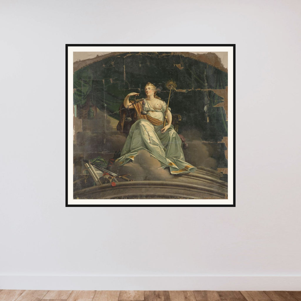 Justice framed — shown to scale