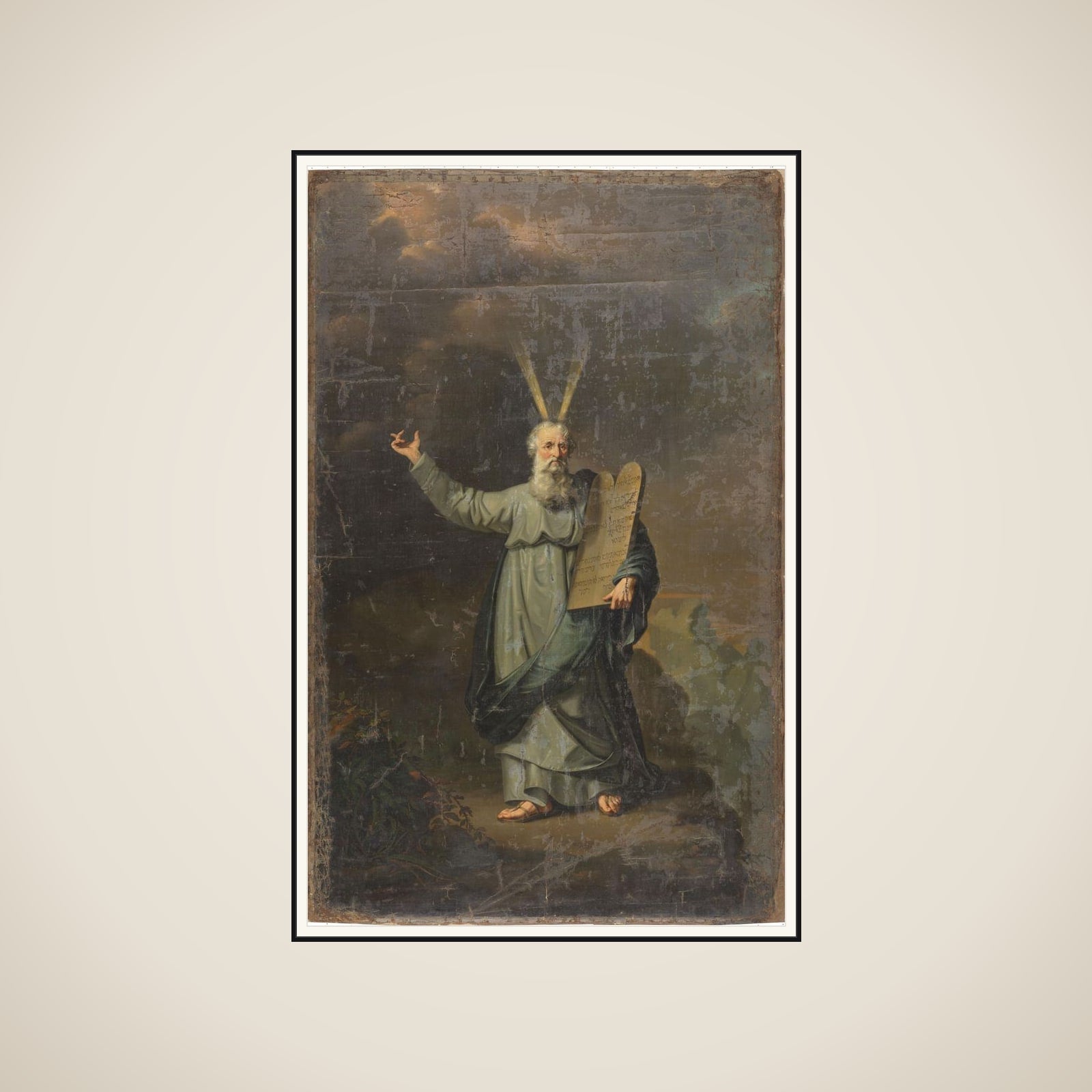 Moses with the Tables of the Law framed