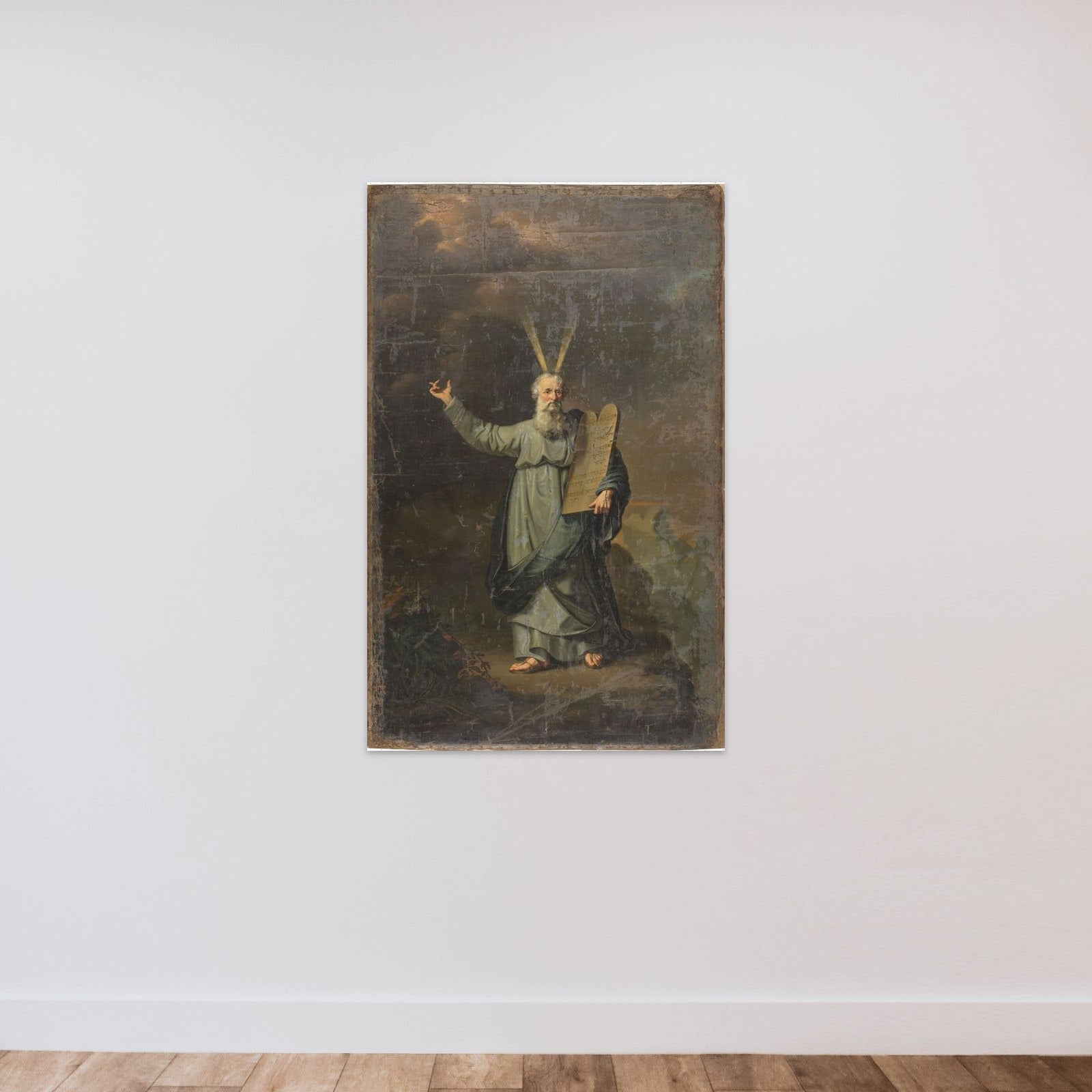 Moses with the Tables of the Law unframed — shown to scale
