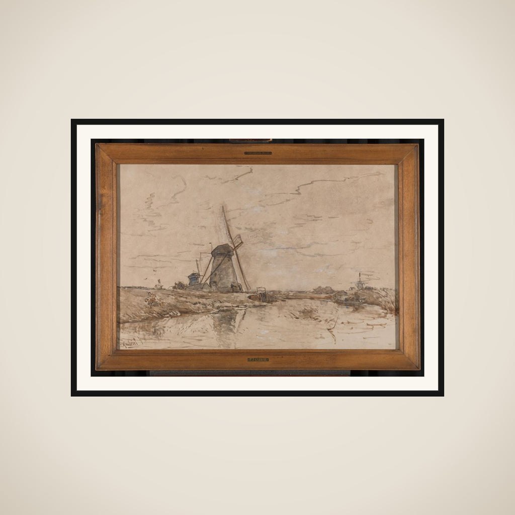 Landscape with Windmills framed