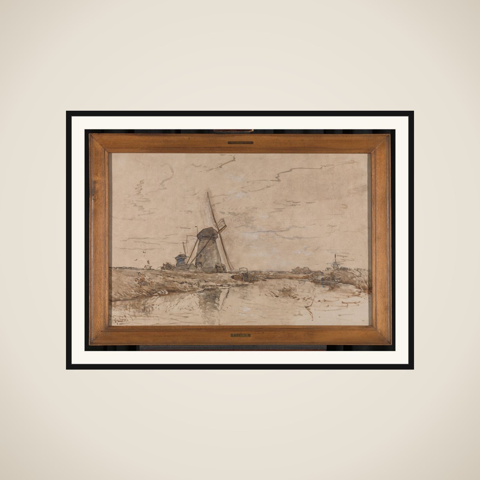 Landscape with Windmills framed