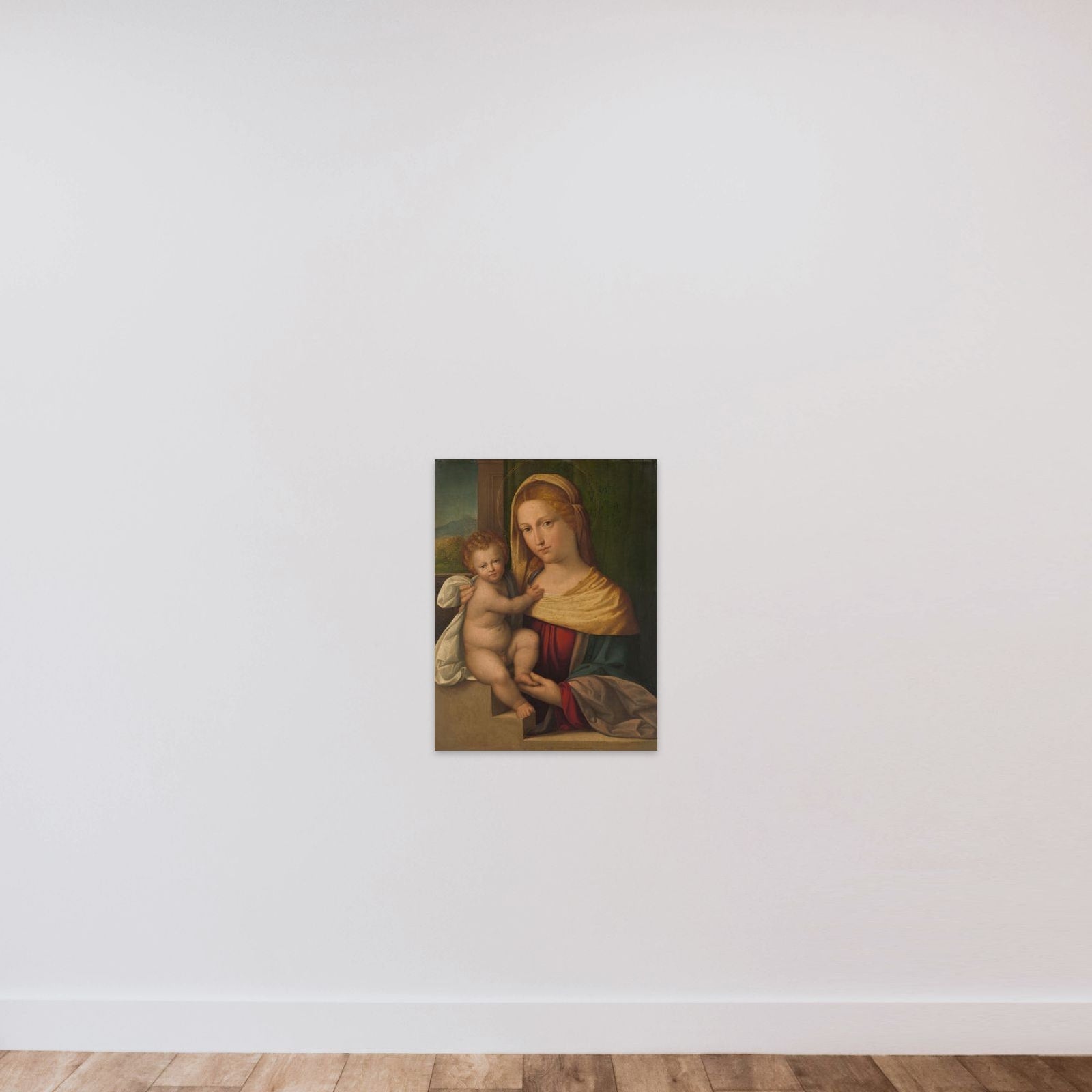 Madonna and Child unframed — shown to scale