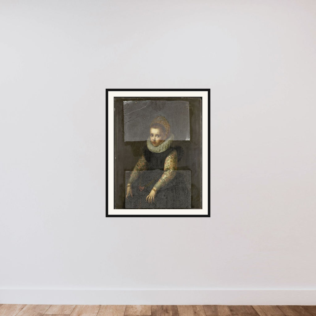A Sister (b. 1600) of Catharina Fourmenois framed — shown to scale