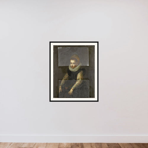 A Sister (b. 1600) of Catharina Fourmenois framed — shown to scale