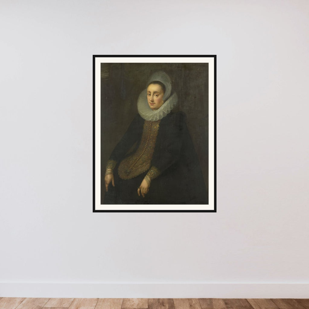 Lucretia del Prado, Wife of Jeremias Boudinois framed — shown to scale