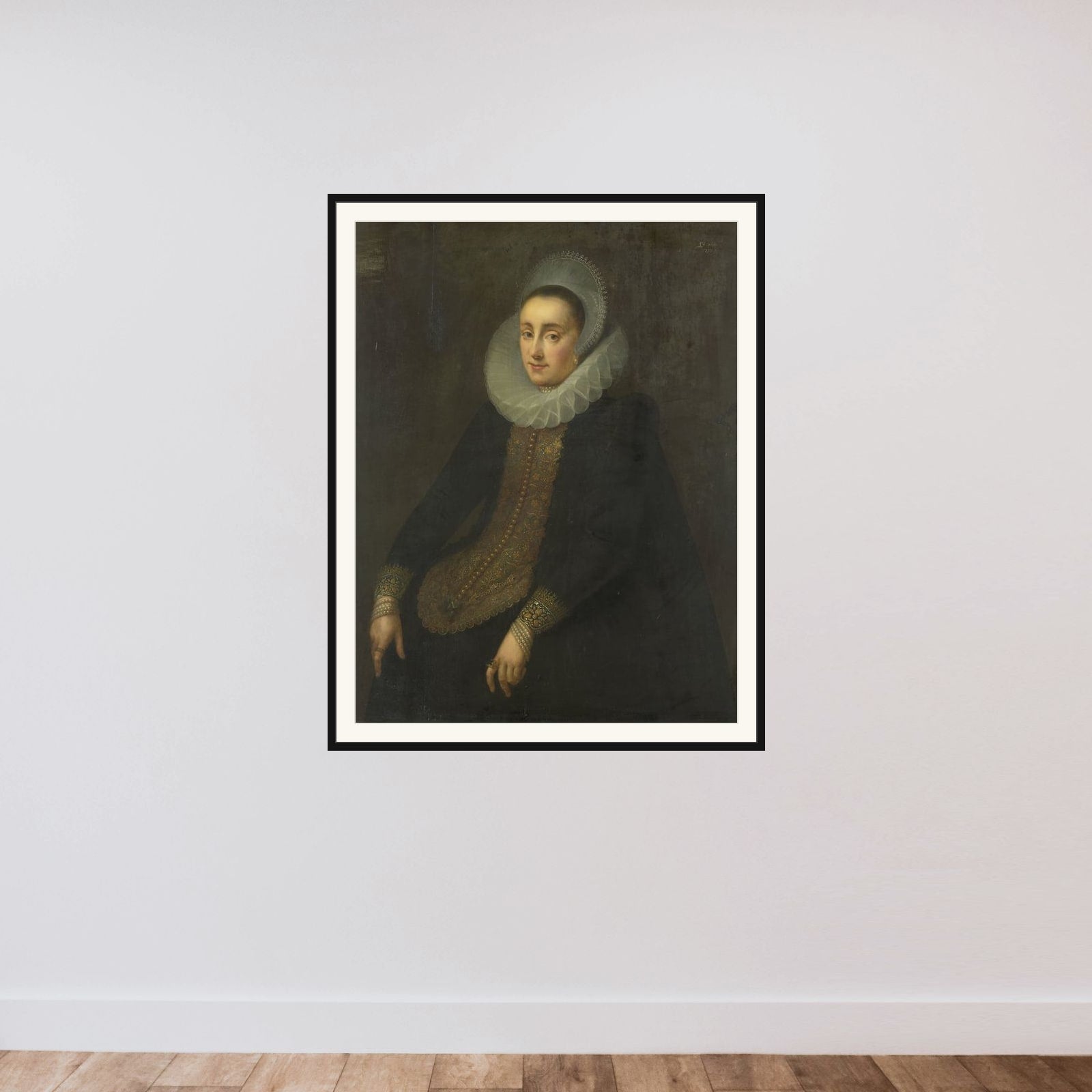 Lucretia del Prado, Wife of Jeremias Boudinois framed — shown to scale