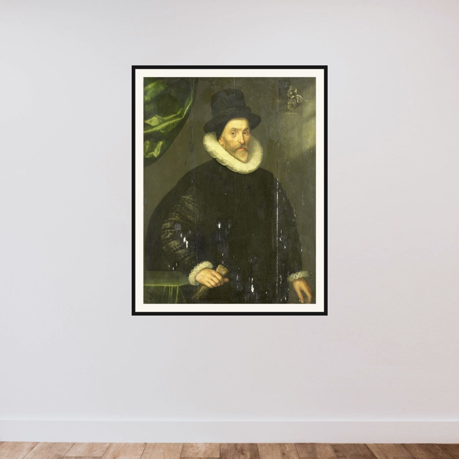 Gualtero del Prado (b 1535-before 1618) framed — shown to scale