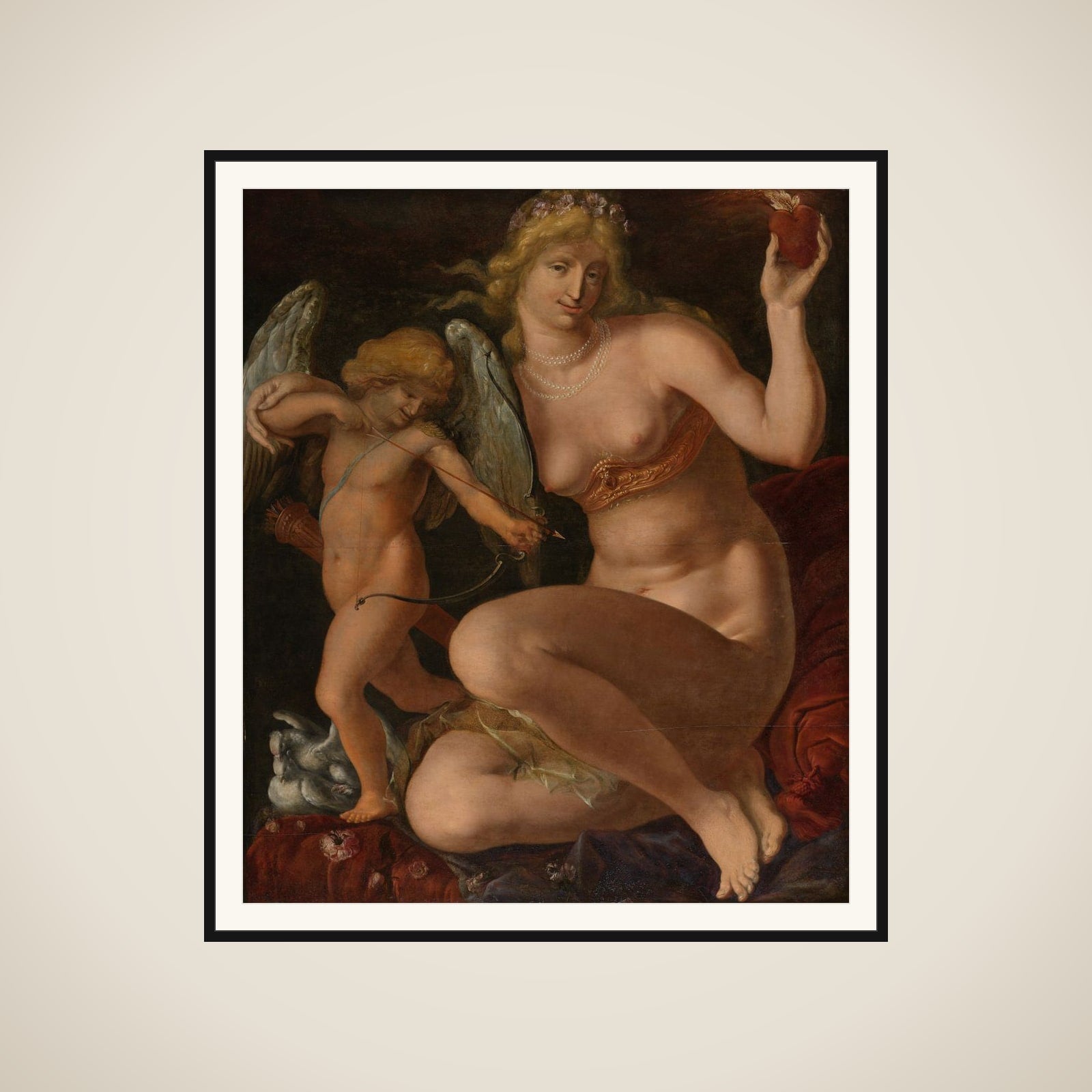 Venus and Amor framed