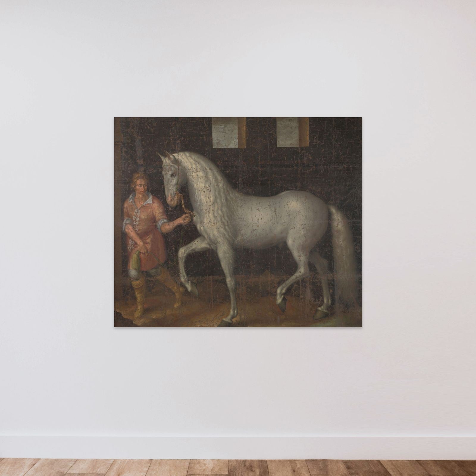 A Spanish Warhorse Captured by Lodewijk Gunther van Nassau from Archduke Albert of Austria in the Battle of Nieuwpoort and Presented to Prince Maurits unframed — shown to scale