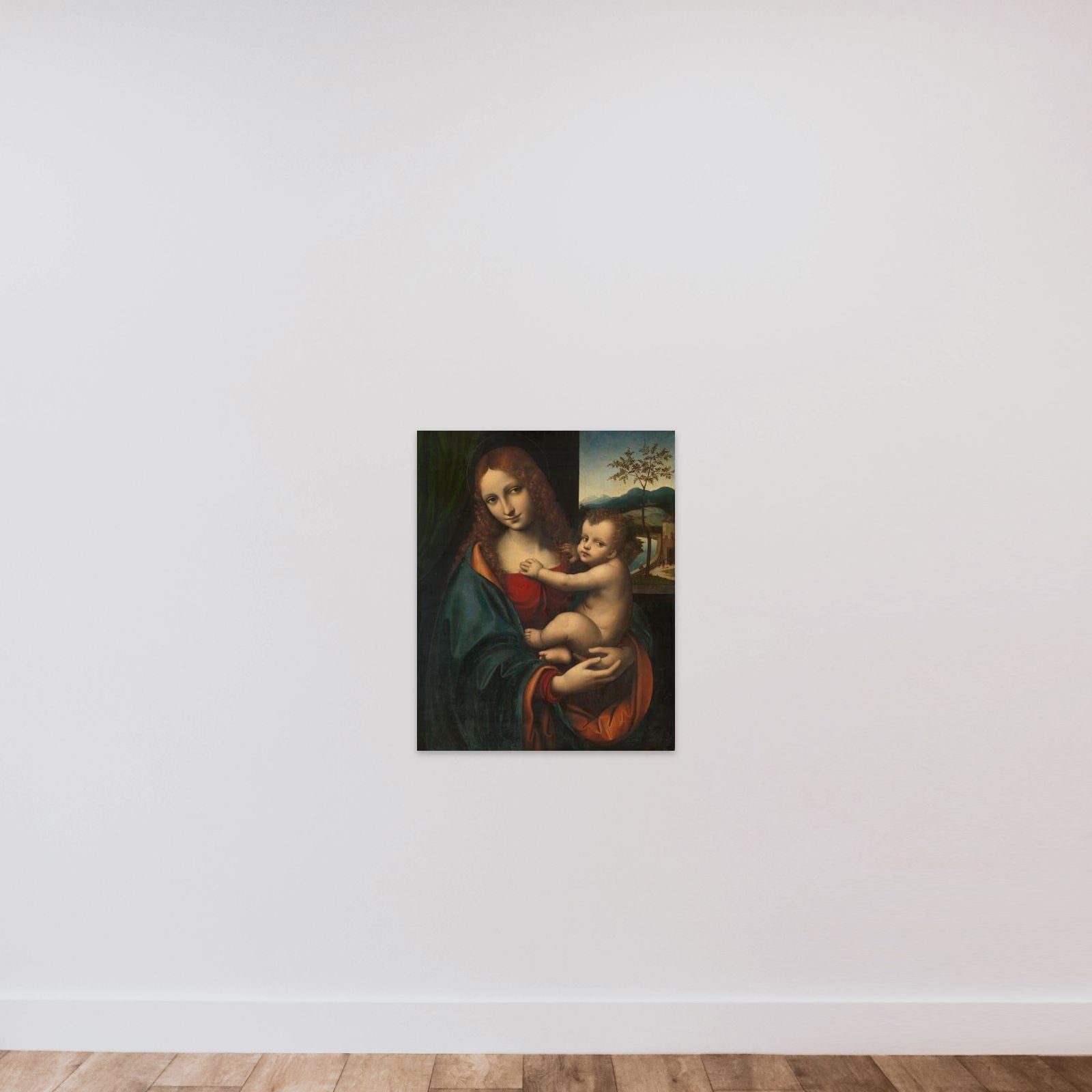 Madonna and Child unframed — shown to scale