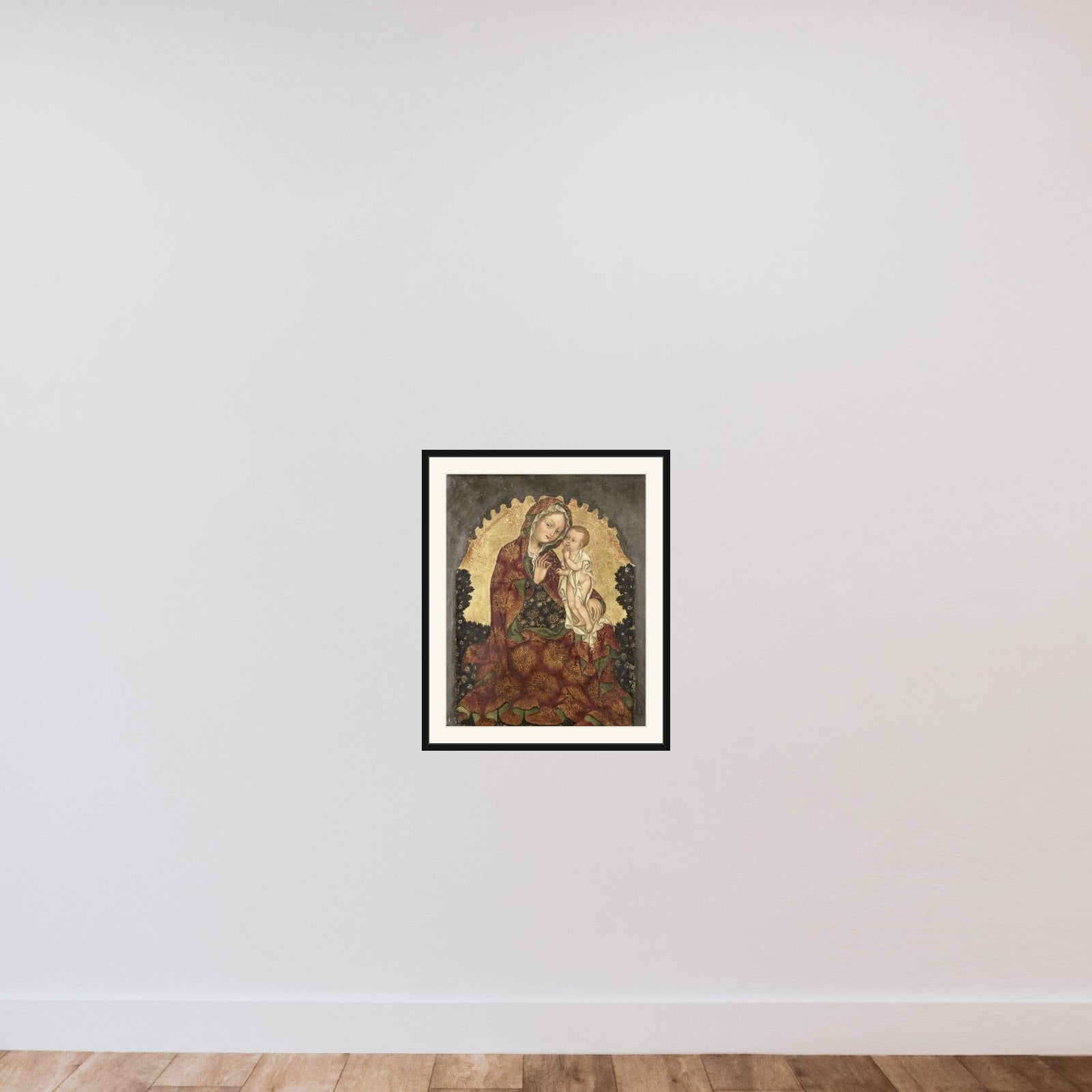 Madonna of Humility framed — shown to scale
