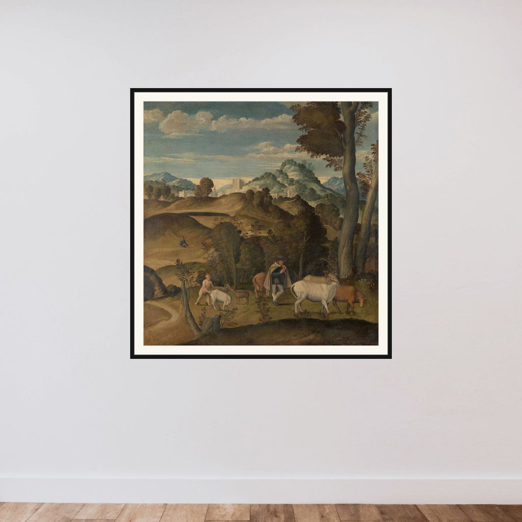 The Young Mercury Stealing Cattle from the Herd of Apollo framed — shown to scale