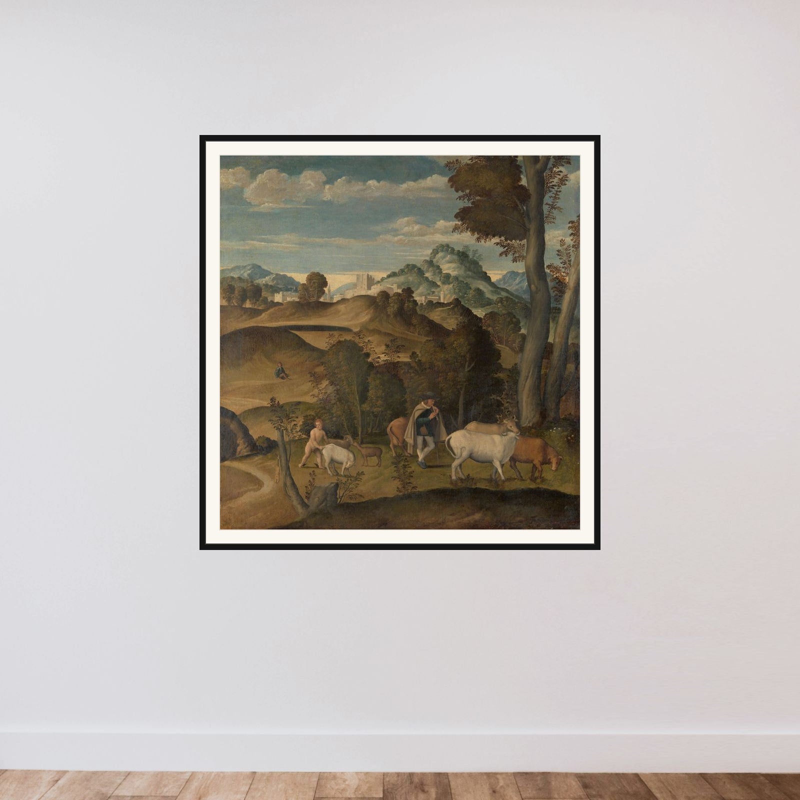 The Young Mercury Stealing Cattle from the Herd of Apollo framed — shown to scale