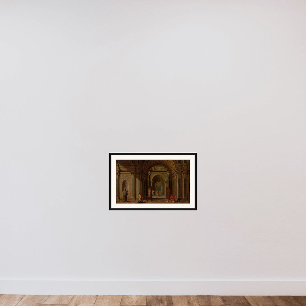 The Archangel Gabriel Appearing to Zacharias framed — shown to scale