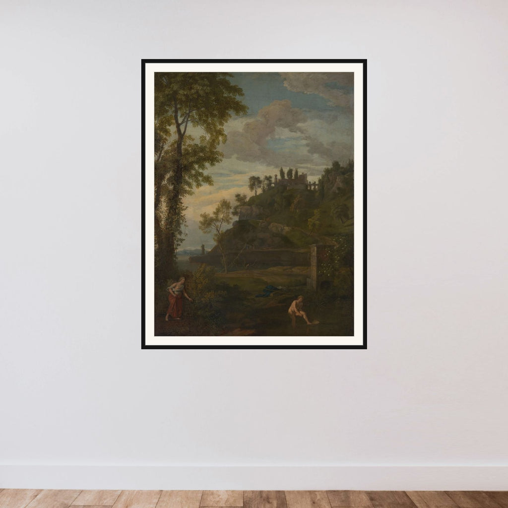 Arcadian Landscape with Salmacis and Hermaphroditus framed — shown to scale